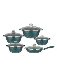 Buy 10 Piece Cookware Set Aluminum Pots And Pans With Tempered Glass Lids Kitchen Tools in Saudi Arabia