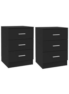 Buy Bedside Cabinets 2 pcs Black 38x35x56 cm Engineered Wood in UAE