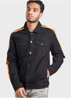 Buy Denim Jacket With Contrast Striped Detail in Saudi Arabia