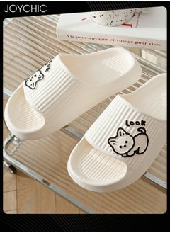 Buy Lovely Cartoon Cat Pattern Spring and Summer Non-slip Wear Resistant Home Bathroom Quick-drying and Breathable Slippers with High Resilience for Women White in Saudi Arabia