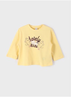 Buy Crew Neck Long Sleeve Printed Baby Girl T-shirt in Egypt