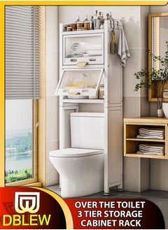 Buy 3 Tier Over The Toilet Storage Cabinet Smart Bathroom Shelves Rack with Acrylic Plate Doors Elegant Bathroom Organizer Space Saving Shelf Fits Toilets Under 92 cm Seat Height in UAE