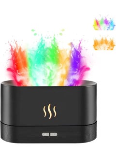 Buy Flame Air Diffuser, Humidifier, 7 Color Essential Oil Diffuser, Aroma Diffuser for Home, Office or Yoga with Auto-Off Protection Black 180ml in UAE
