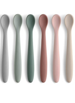 Buy 6-Piece Silicone Feeding Spoons for First Stage Baby and Infant, Soft-Tip Easy on Gums I Training Spoon | Baby Utensils Feeding Supplies, Dishwasher & Boil-proof in Saudi Arabia