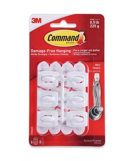 اشتري 3M 6-piece Command Mini Hooks With Strips - White في الامارات