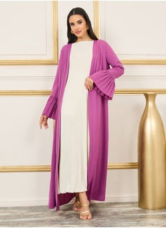 Buy Pleated Flute Sleeves Maxi Length Kimono in Saudi Arabia