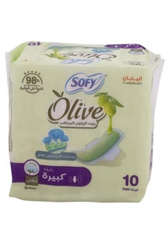 Buy Sofy feminine pads with moisturizing olive oil Large 10 pads in Saudi Arabia