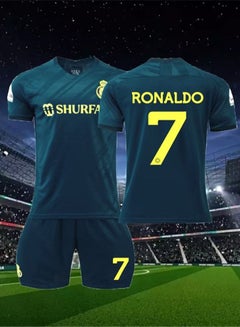 اشتري Riyadh Team Uniform No.7 Ronaldo Jersey, Football Suit Suit Yellow Jersey Print, Children's T-shirt Set في الامارات