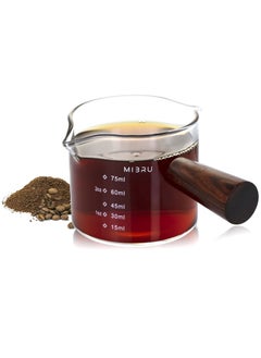 Buy Coffee Espresso Glass Mesure Jug With Wood Handle 75ML in Saudi Arabia