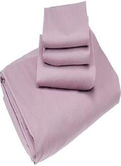 اشتري A set of 100% cotton elastic sheet, plain, light mauve, 2 pillowcases and one pillow case from Al Mamoun,purple في مصر