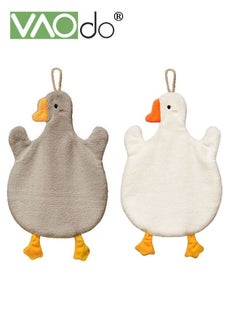 Buy 2PCS Cute Duck Shape Hand Towel Hanging Hand Towels for Kitchen with Loop Super Absorbent Soft Small Hanging Towel Bathroom Hand Towels Hanging, Absorbent Microfiber Hand Drying Puff Thick Kids Hand D in UAE