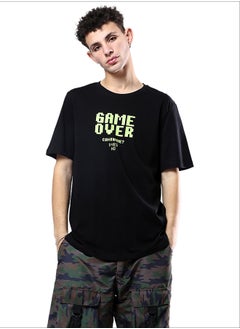 اشتري Printed "Game Over" Short Sleeves Summer Black Tee في مصر