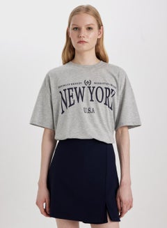 Buy Oversize Fit Crew Neck Printed Short Sleeve T-Shir in UAE