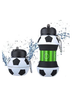 Buy Soccer Water Bottle, Creative Silicone Folding Children's Drink Bottle Portable Fall Proof Leak Proof Student Water Cup BPA Free Silicone Outdoor Sports Water Bottle (550ml) in Saudi Arabia