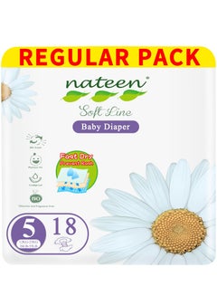 اشتري Soft Line Baby Diapers,Size 5(12-25kg),18 Count Diapers,Super Soft Breathable Baby Diaper. في الامارات