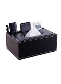 Buy Multifunctional Tissue Holder, Rectangular Decorative Tissue Box, Desk TV Remote Control Organizer for Stationery, Kleenex, Restaurant Holder Desk Storage Box Container (Black) in UAE