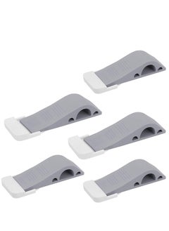 Buy 5 Pack  Heavy Duty Rubber Door Stopper, Zero Edge Door Wedge Stops All Doors, on All Surfaces, Door Stopper Wall Mount Hangs Up When Not In Use for No-Bending Easy Access in UAE