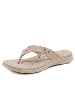 Buy Casual Metal Clip Soft Sole Slippers Beige in UAE