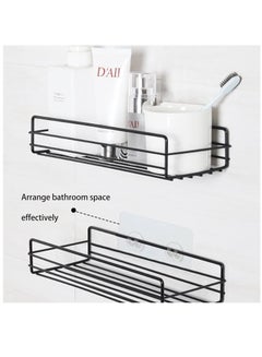 Buy 2 pices Bathroom Shelf Organizer Shower Shelf Black Shelves Wall Mounted Aluminum Bathroom Shampoo Holder in Saudi Arabia