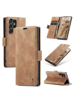 Buy CaseMe for Samsung Galaxy S23 Ultra Wallet Case,Soft PU Leather Flip Case Magnetic Stand Flip Protective Cover Leather Case with ID & Credit Card Slots Holder Case for Galaxy S23 Ultra (Brown) in UAE