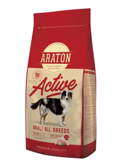 Buy ARATON DRY FEED WITH POULTRY FOR ADULT ACTIVE DOGS OF ALL BREEDS 15kg in UAE