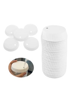 Buy Disposable Paper Cup Lids with Straw Hole Vent Hole, Universal Cup Cover Accessories with 7mm Straw Hole, Recycled Paper Drinking Cup Lids Covers Perfect for Hotel Coffee Bar, 100pcs 7.5 * 7.5cm in Saudi Arabia