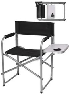 Buy Folding Chair With Storage Pocket And Side Table With Two Cup Slots For Camping And Trekking in Saudi Arabia