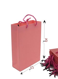 Buy Set of 12 pcs paper gift bags 17*25 cm with handle, pink in Saudi Arabia