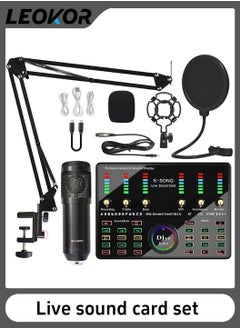 Buy Sound Card Microphone Podcast Package,Streaming Audio Mixer with Microphone Stand/Suitable for Live Broadcast/Podcast/Youtube/PC/Smartphone in Saudi Arabia