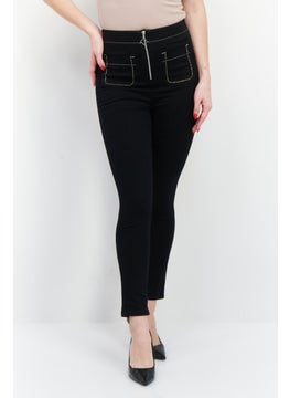 Buy Women Slim Fit Studded Stretchable Jeans, Black in UAE