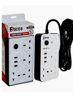 Buy 3 Meter Universal Power Extension Cord with 4 Power Plugs and 3 USB Outlets, 4 Way Power Strip with Quick USB Charging Slots, Extension Lead 3 meter - White in Saudi Arabia