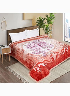 Buy Elite Home Double Layered Mink Ultrasoft All Season Blanket-Red -220x240 cm in UAE