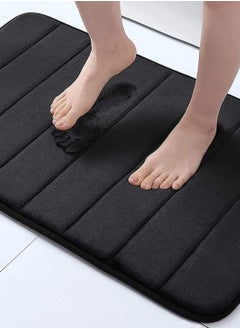 Buy Memory Foam Bath Mat Rug, 24" x 16", Ultra Soft and Non-Slip Bathroom Rugs, Water Absorbent and Machine Washable Bath Rug for Bathroom, Shower, and Tub, Black in UAE