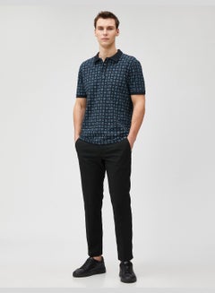 اشتري Polo Neck T-Shirt Geometric Printed Slim Fit Short Sleeve في الامارات