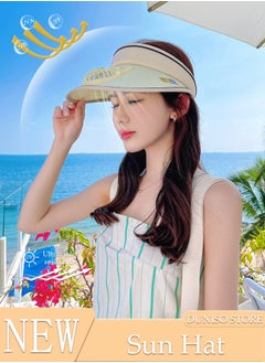 اشتري Women's Sunhat with USB Fan Ladies Beach Hats for Summer Travel, Summer Empty Top Beach Cooling UV Protection UPF50+ Fishing Hiking Cap في الامارات