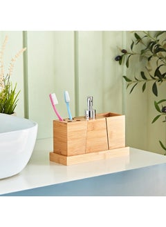 اشتري Natura Bamboo 4-Piece Bathroom Accessories Set 24 x 17.8 x 9.2 cm في الامارات