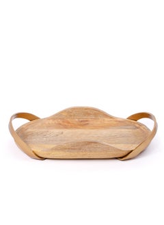 Buy Wooden tray with golden handle in Saudi Arabia