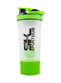 Buy 700ML Protein Powder Shaker Bottle With Handle, Mixer Ball & Twist-and-Lock Storage, Green in Egypt