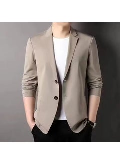 اشتري 2024 Korean Trendy Mens Casual Blazer Suit Khaki في الامارات