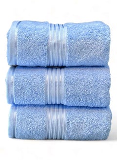 Buy Fluffy Bath Towel Set - Fast Absorbent and Quick Dry Bath Towels Pack of 3 Blue in Saudi Arabia