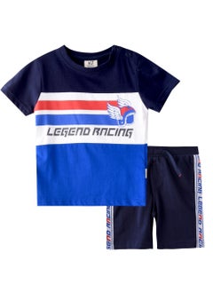 Buy Baby Boys 2 piece Set - T-Shirts & Shorts - Blue (100% Cotton)- VJ in UAE