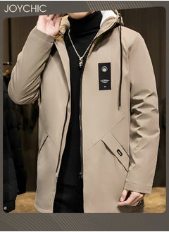 اشتري Casual Hooded Autumn and Winter Warm Windproof Mid Length Trench Coat for Men في الامارات