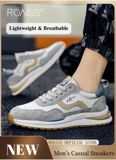 Buy Simple Round Toe Sports Shoes for Men Elastic Wear Resistant Anti Slip Shock Absorption Outdoor Running Shoes Mens Low Top Lace up Front Breathable Soft Sole Lightweight Sneakers in Saudi Arabia