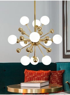 Buy A 12-shape white glass chandelier in a beautiful golden color from TEC Light for modern lighting. in Egypt