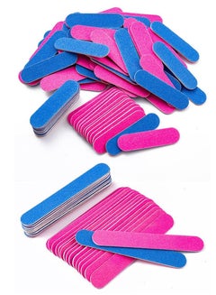 Buy 50 Piece Mini Manicure Nail File Set Pink/Blue Double Sided Hard Dead Skin Remover Tool Multicolour in UAE