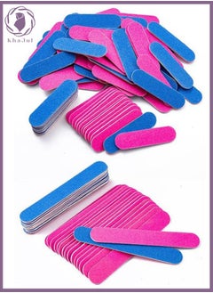 اشتري 50 Piece Mini Manicure Nail File Set Pink/Blue Double Sided Hard Dead Skin Remover Tool Multicolour في السعودية