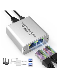 Buy Ethernet Cable Splitter 1 to 2 with High-Speed 1000Mbps - Ethernet Splitter with USB Power Cable, Extra Ethernet Ports for Router, Cat 5/6 RJ-45 LAN Y-Splitterr[2 Devices Simultaneously Networking] in UAE