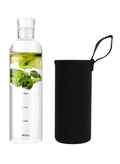 Buy Glass Water Bottle with Time Marker Reusable Glass Beverage Bottle Milk Bottle Juice Bottle Glass Drinking Bottle with Protection Sleeve 500ml in Saudi Arabia