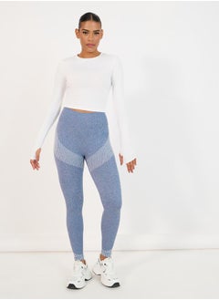 Buy Melange Jacquard Wide Waistband Scrunch Back Leggings in Saudi Arabia