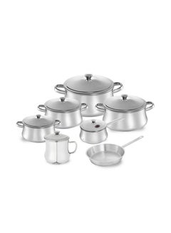Buy Zahran stainless steel cookware set, 13 pieces - silver 330030303 in Egypt